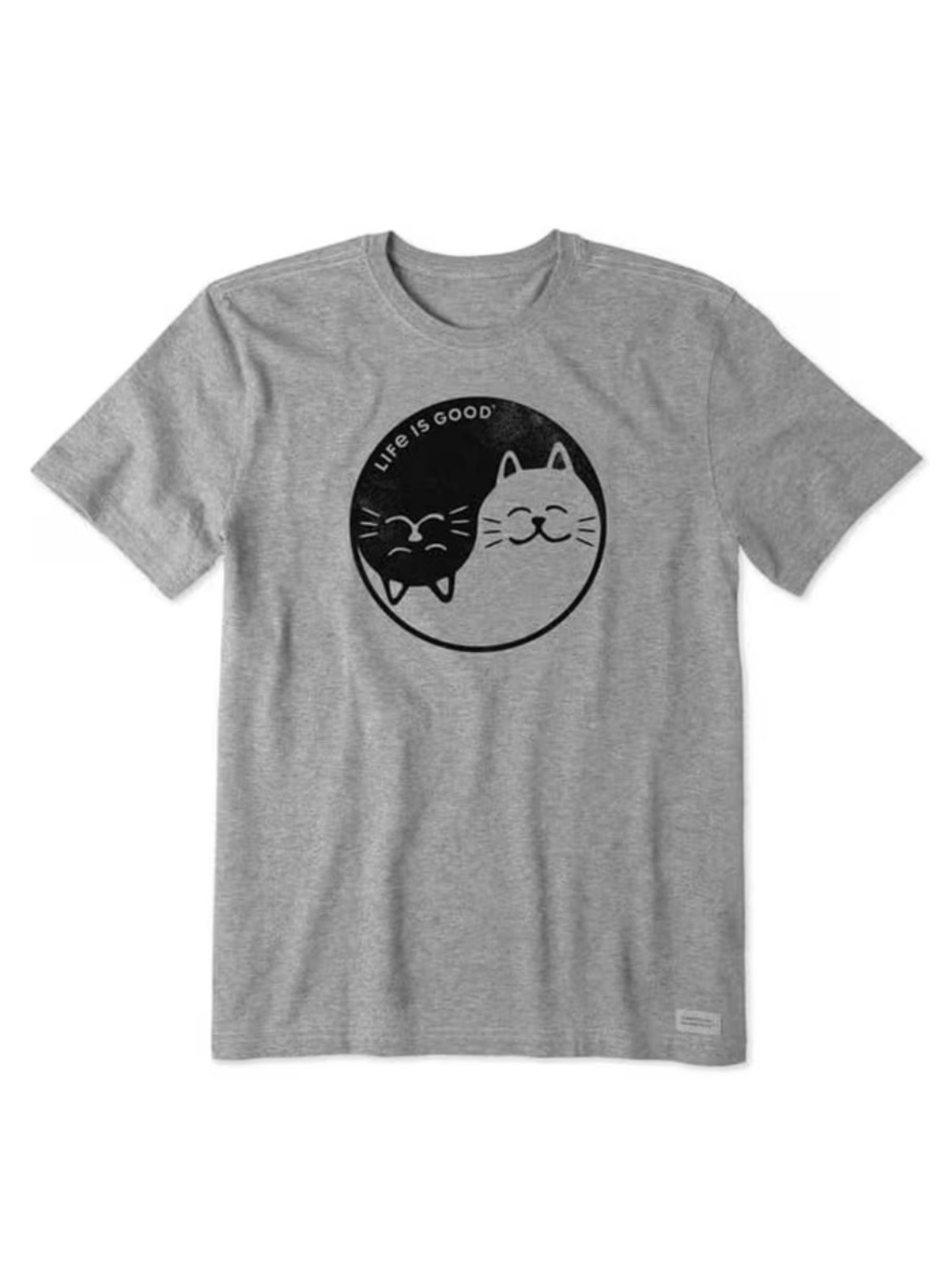 New Life Is Good Women's Cat Yin and Yang Short Sleeve Crusher Crew Neck T Shirt